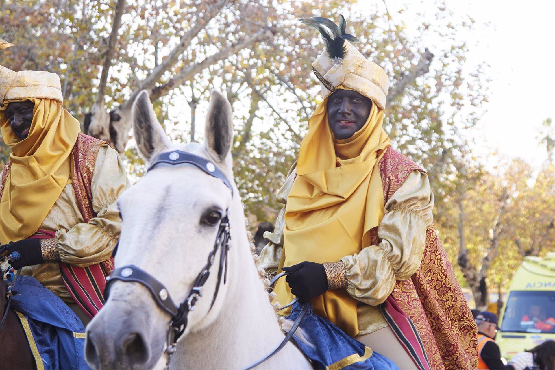 Detalle de un beduino a caballo durante la cabalgata de SSMM Los Reyes Magos, a 5 de enero de 2023 en Sevilla/ Joaquín Corchero/EP