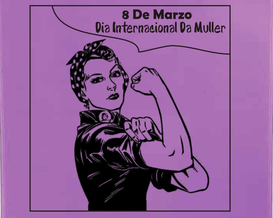 Logotipo de la bolsa conmemorativa del 8M que está repartiendo el concello de Tui. 