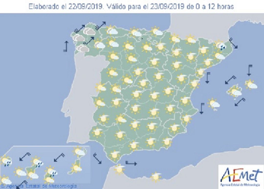 Previsiones meteorológicas de la AEMET.