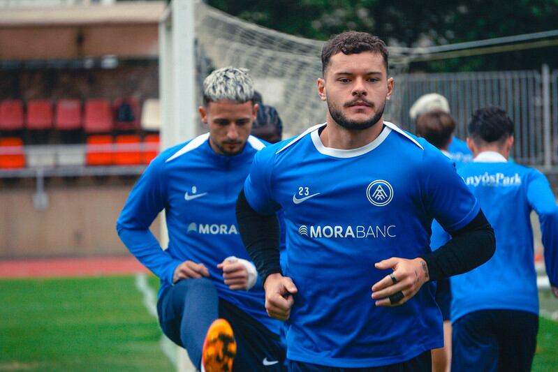 Diego Alende, durant la sessió d&#039;entrenament d&#039;avui al Comunal