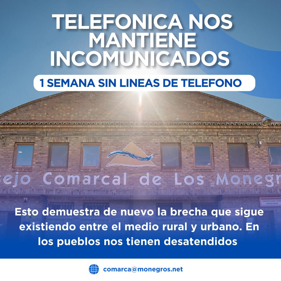 Mensajes enviados desde Monegros mostrando su queja cuando llevaban una semana sin teléfono. Ya son dos semanas