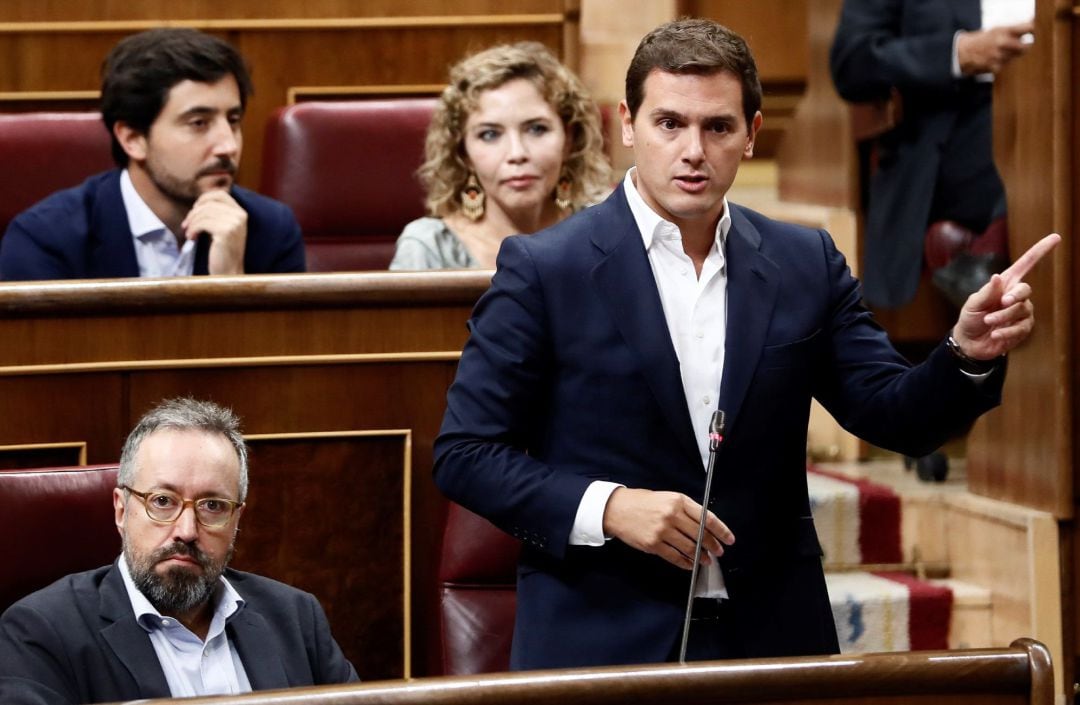 El líder de Ciudadanos, Albert Rivera, interviene en la sesión de control al Gobierno hoy en el Congreso