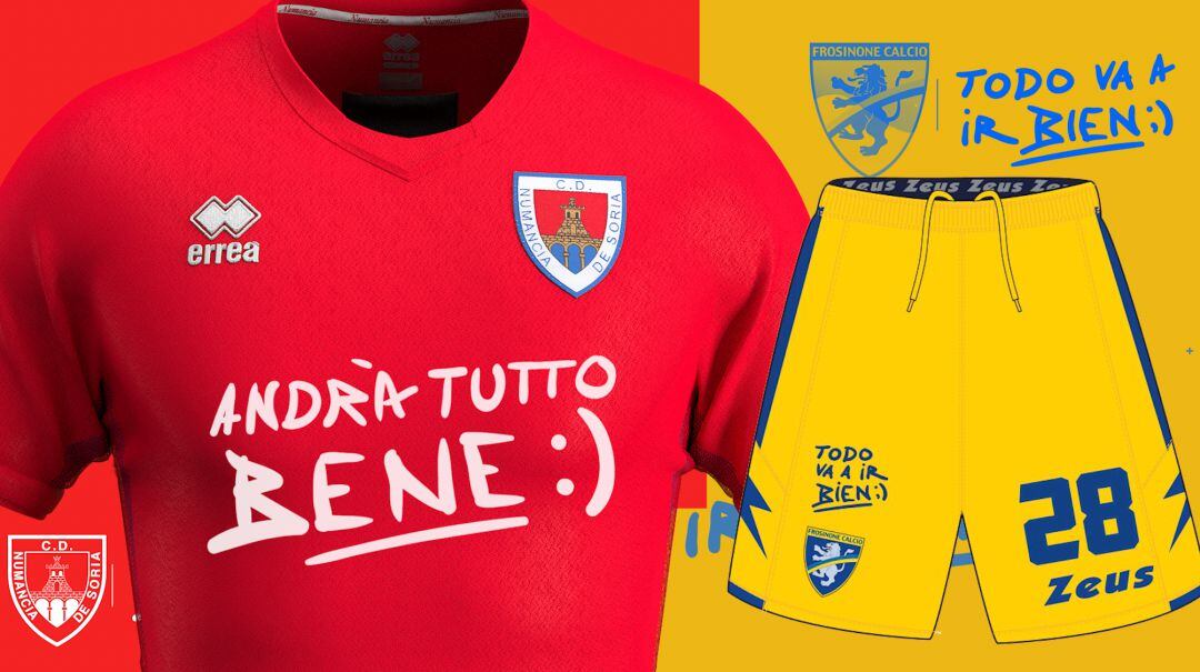 Equipaciones del Numancia y Frosinone.