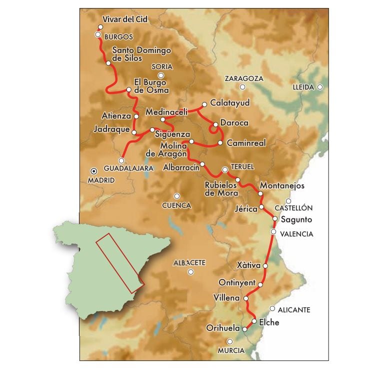 Mapa de la ruta de &#039;El camino del Cid&#039;