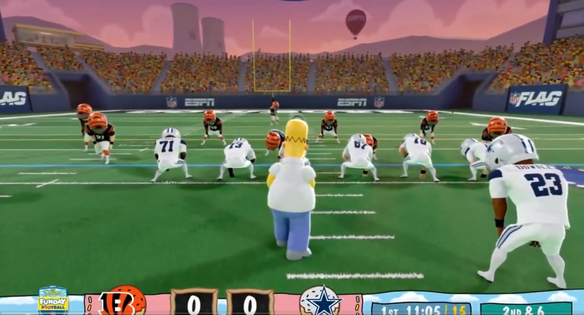 El partido entre los Dallas Cowboys y los Cincinnati Bengals, en el mundo de &#039;Los Simpsons&#039;