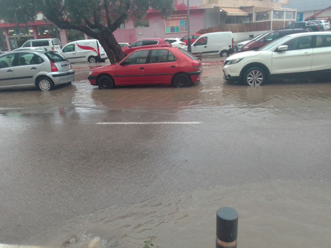 Calles anegadas en la ciudad de Ibiza