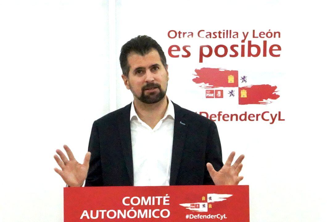 El Secretario regional del PSOE Luis Tudanca, durante su comparecencia en el Comite Regional