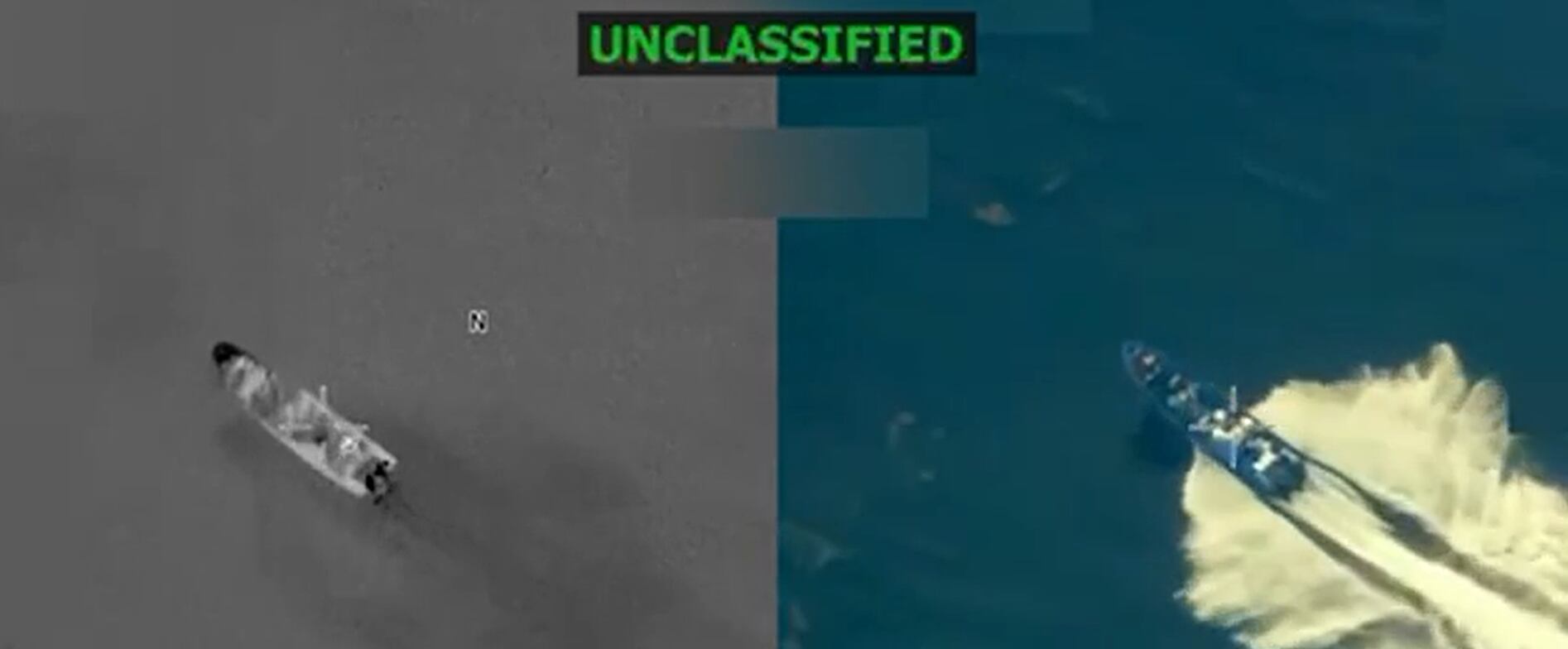 Imágenes de la presunta embarcación de narcotraficantes atacada por EEUU.