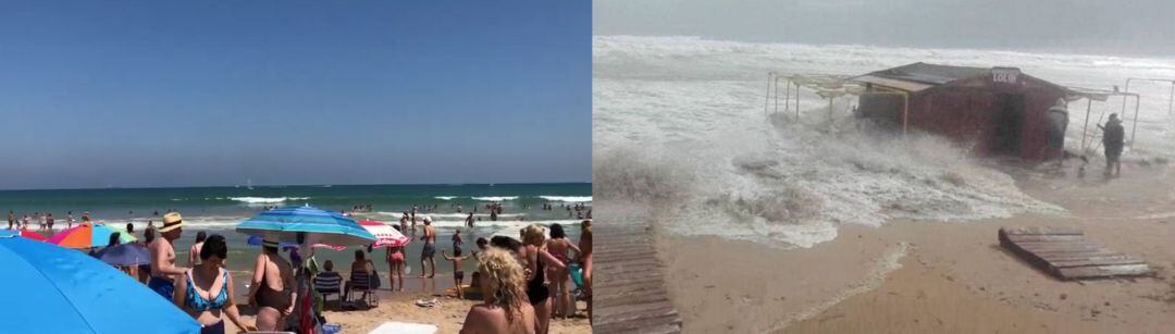 Las olas del ferri y uno de los temporales en las playas de la Safor  