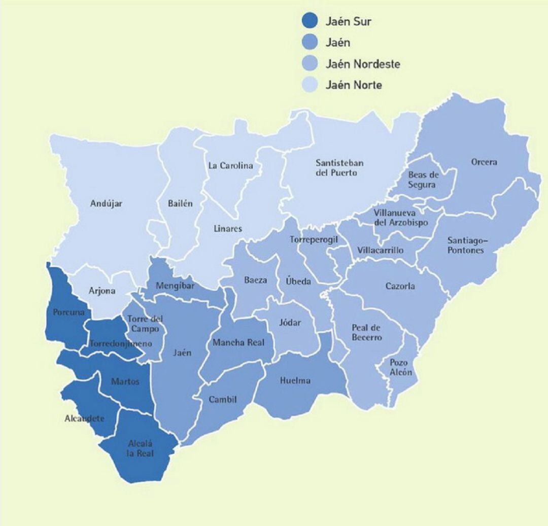 Mapa sanitario de la provincia de Jaén.