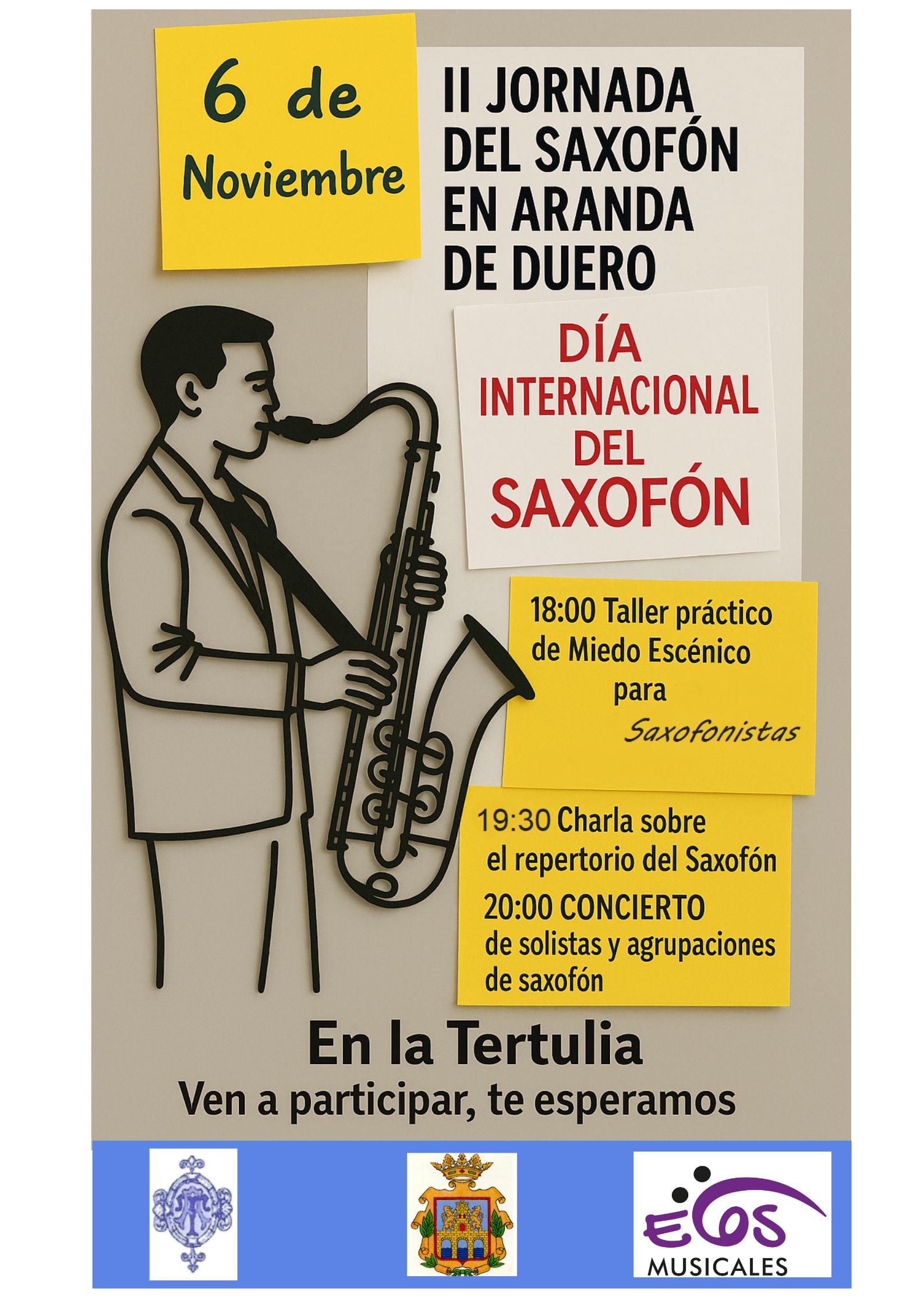 Cartel celebración en la Tertulia del Día Internacional del Saxofón 2025
