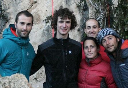 MIembros de la Fundación Planeta Aceituna con Adam Ondra en Jaén.