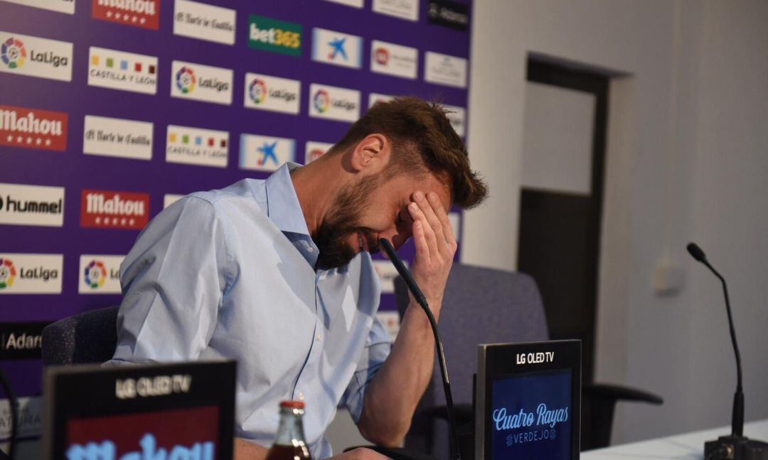 Borja Fernández durante el anuncio de su retirada del Real Valladolid