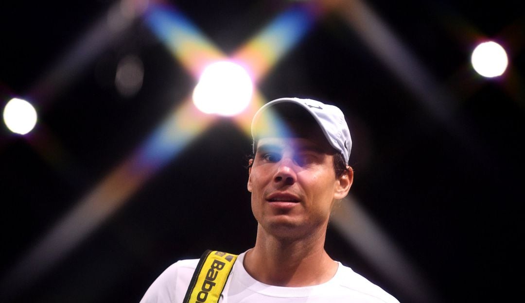 Rafa Nadal, en los entrenamientos antes de anunciar su retirada del Masters 1000 de París.