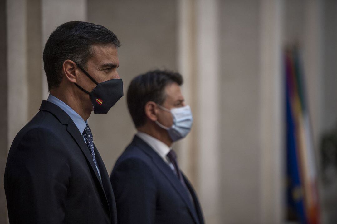 Pedro Sánchez, junto al primer minsitro italiano Giuseppe Conte 