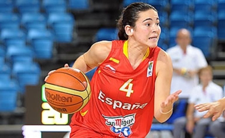 Marina Delgado, con la camiseta de la selección nacional, con la que fue campeona de Europa u-20 en 2012