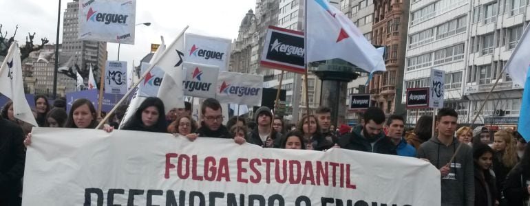 Última huelga estudiantil contra la LOMCE en A Coruña. Foto de archivo