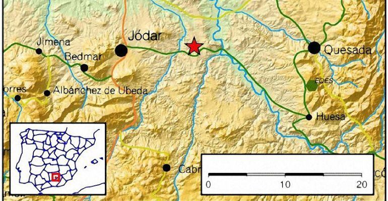 Mapa del terremoto de Jódar.