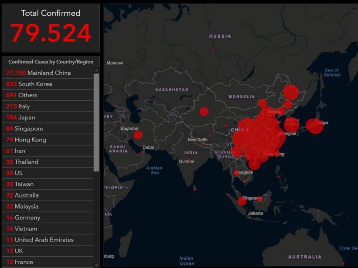 El mapa que muestra el avance del coronavirus en tiempo real