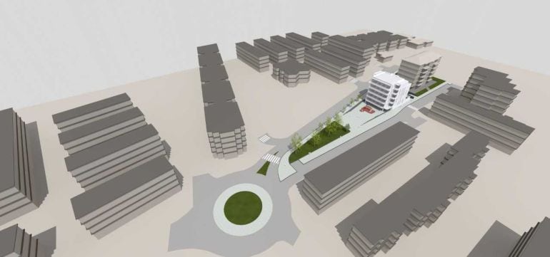 El bloque de viviendas se constituirá desplazándolo hacia el interior de la parcela.