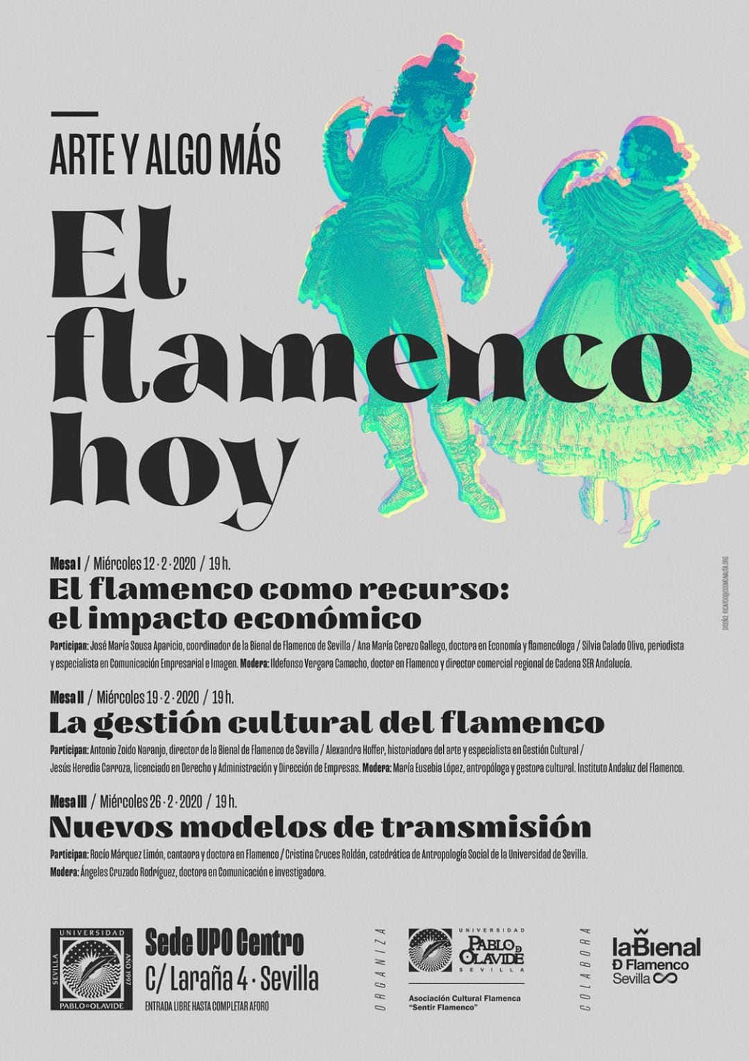 Cartel con la programación de las mesas redondas del ciclo &#039;El Flamenco hoy&#039; 