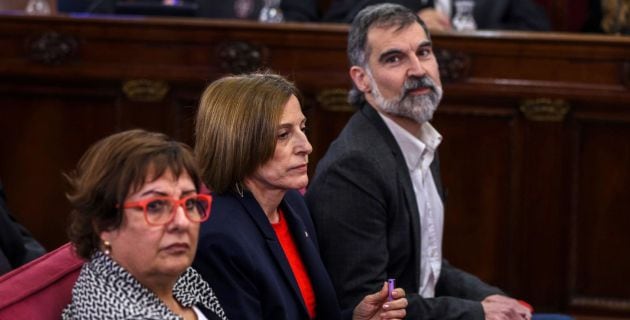 Bassa, Forcadell y Cuixart durante el juicio