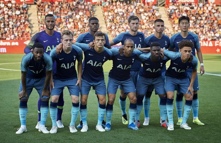 Plantilla del Tottenham en el partido de pretemporada este verano contra el Girona, con la falta de algunos internacionales