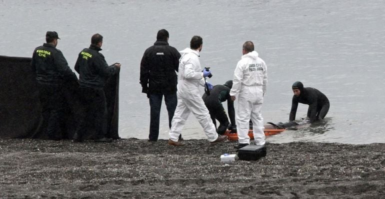 La Guardia Civil recupera el cuerpo de un inmigrante ahogado en la playa del Tarajal de Ceuta