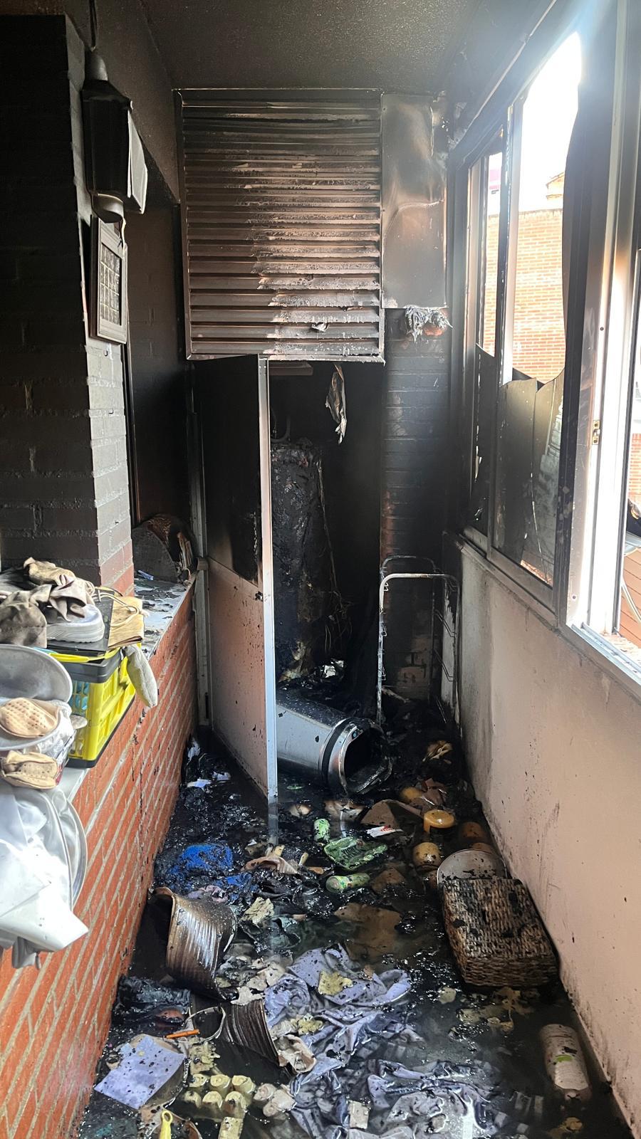 Estado en el que ha quedado la galería de la cocina