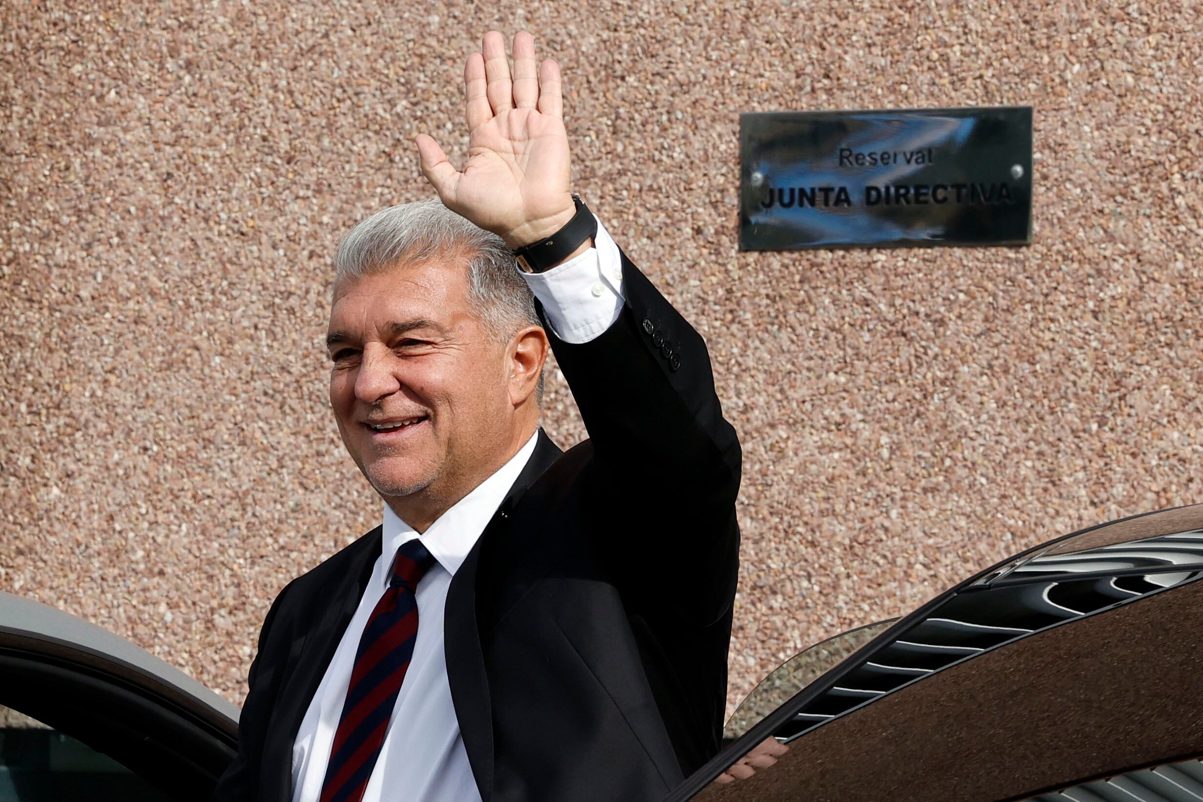 El presidente del FC Barcelona, Joan Laporta, tras la reunión de la junta directiva