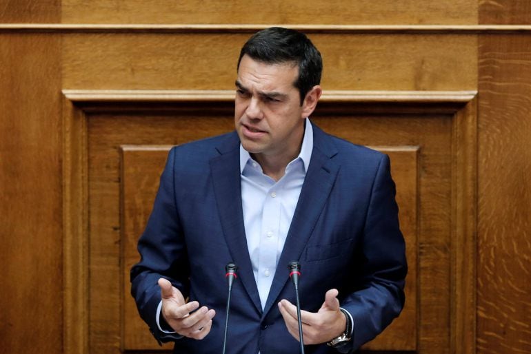 El primer ministro griego, Alexis Tsipras, durante un discurso en el Parlamento