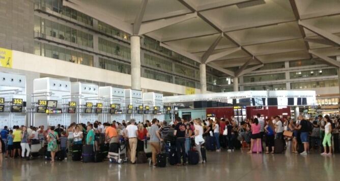 Terminal de salidas del aeropuerto de Málaga en los primeros días de agosto