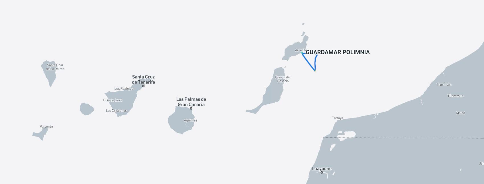 Posición satelital de la Guardamar Polimnia el miércoles 29 de octubre.