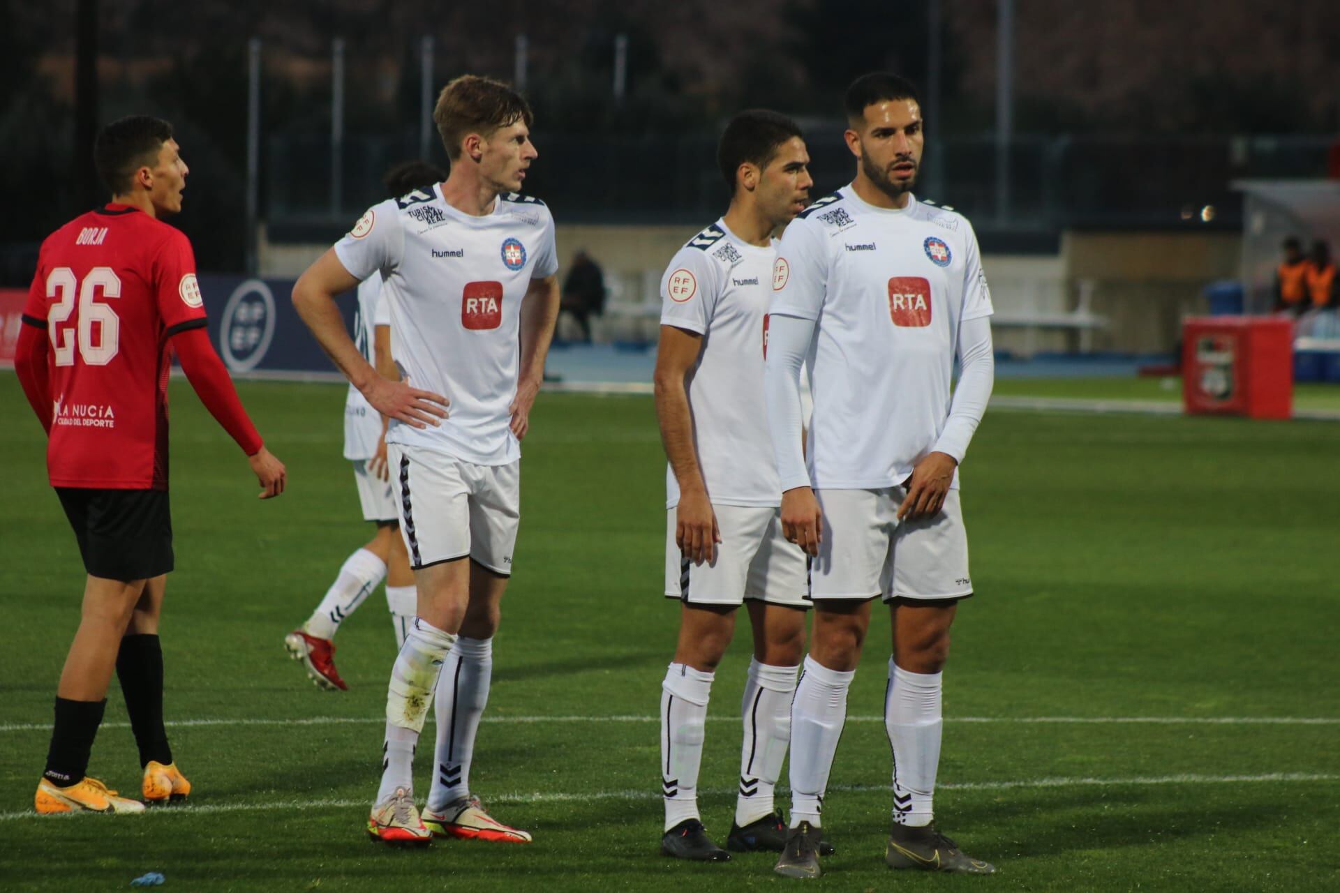 Jugadores del Calvo Sotelo, en el partido contra La Nucía