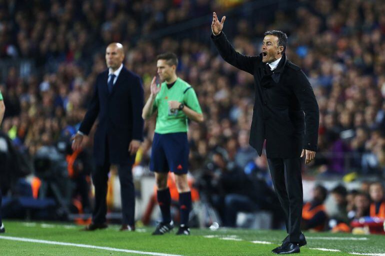 Luis Enrique y Zidane, durante el último Clásico en el Camp Nou