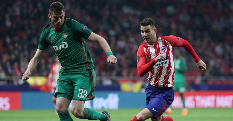 Lucas Hernández, durante el partido ante el Lokomotiv de Moscú