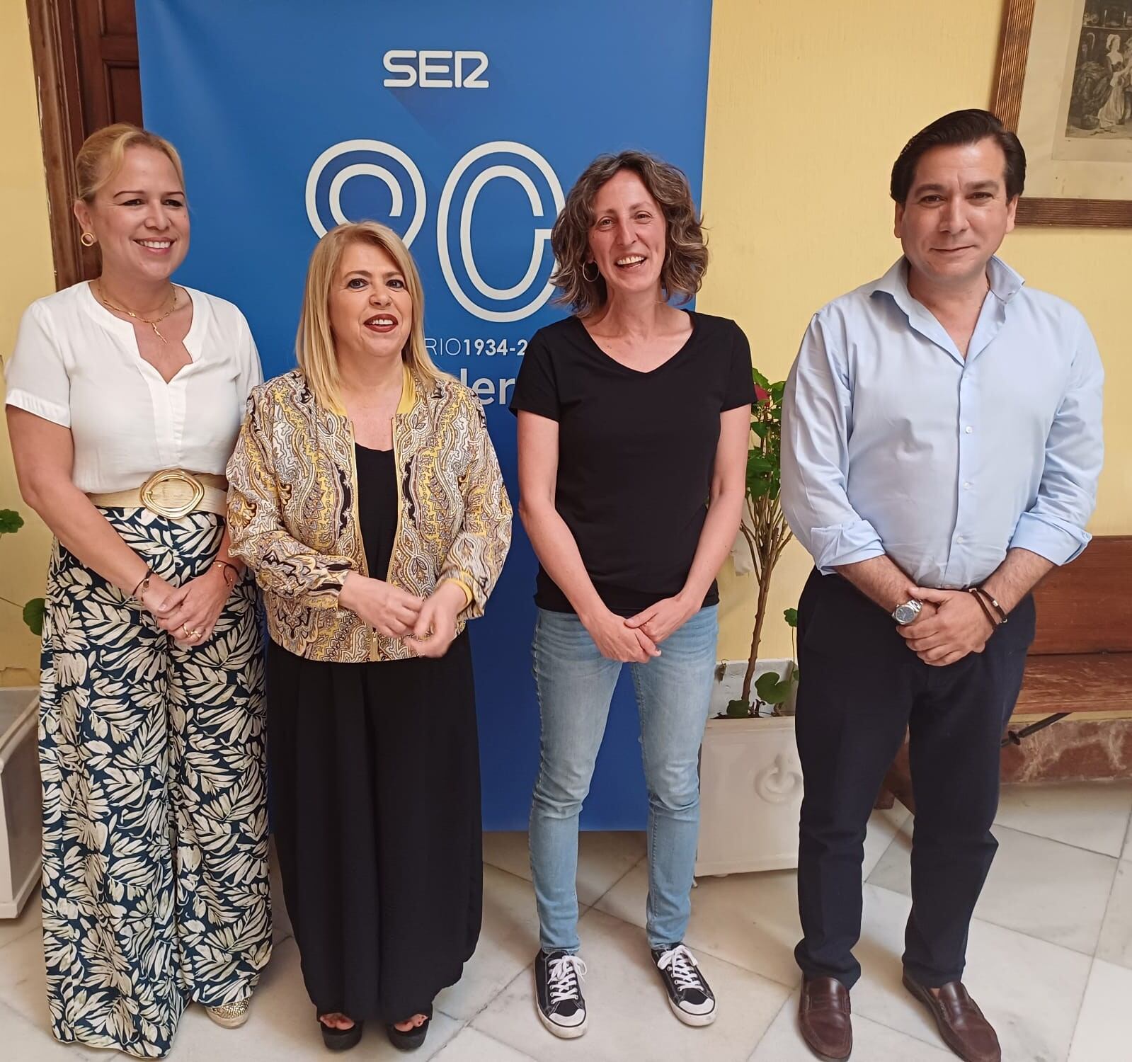 Yessika Quintero (PP), Mamen Sánchez (PSOE), Kika González (Sumar) y Antonio Fernández (VOX) en el debate sobre las elecciones europeas en Radio Jerez-Ser