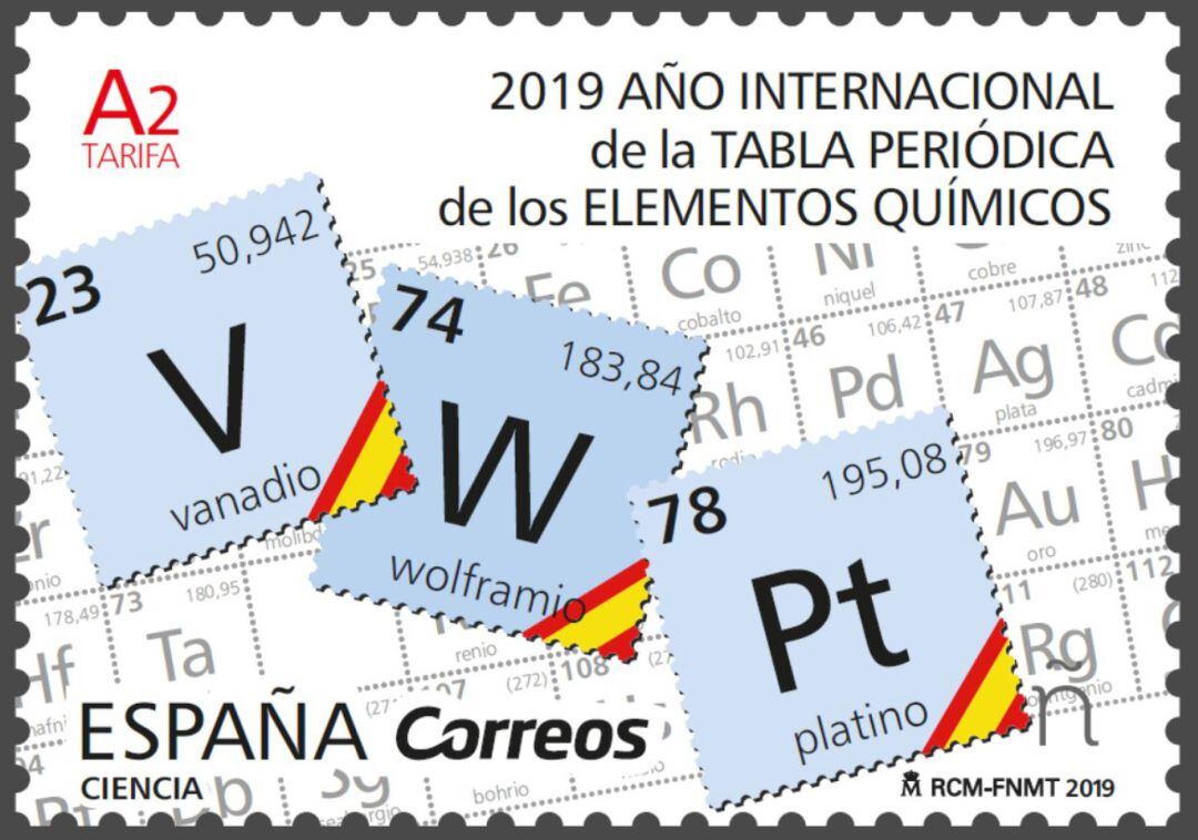 Sello conmemorativo del Año Internacional de la Tabla Periódica de los Elementos Químicos