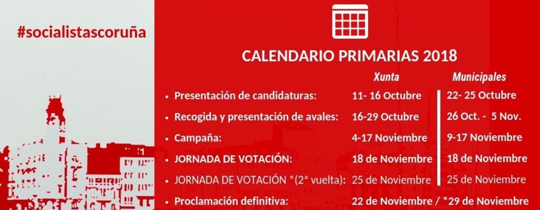 Calendario de Primarias del PSOE Coruñés