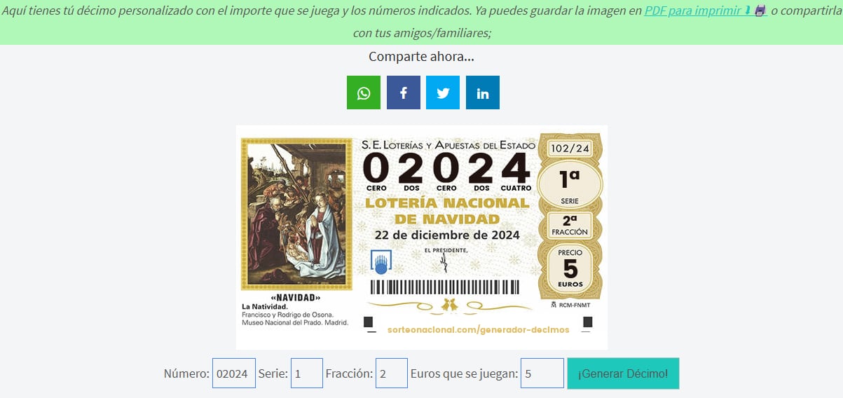 Así puedes crear una réplica del décimo de Lotería de Navidad que compartes.