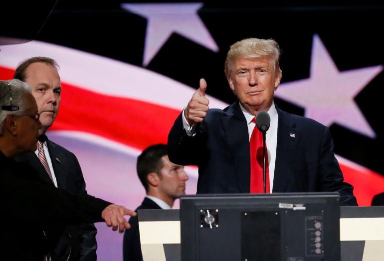 EL presidente Trump durante un acto en Cleveland, Ohio