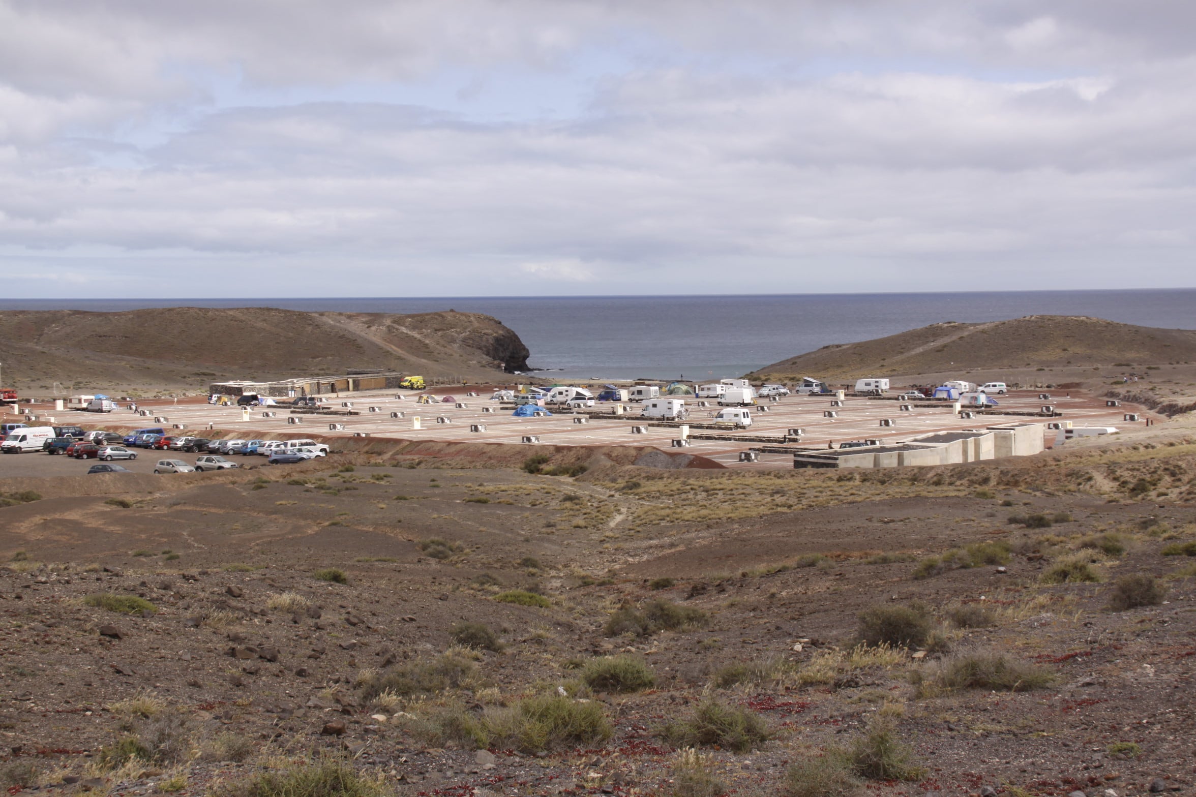 Vista de la zona de acampada de Papagayo, en Lanzarote.