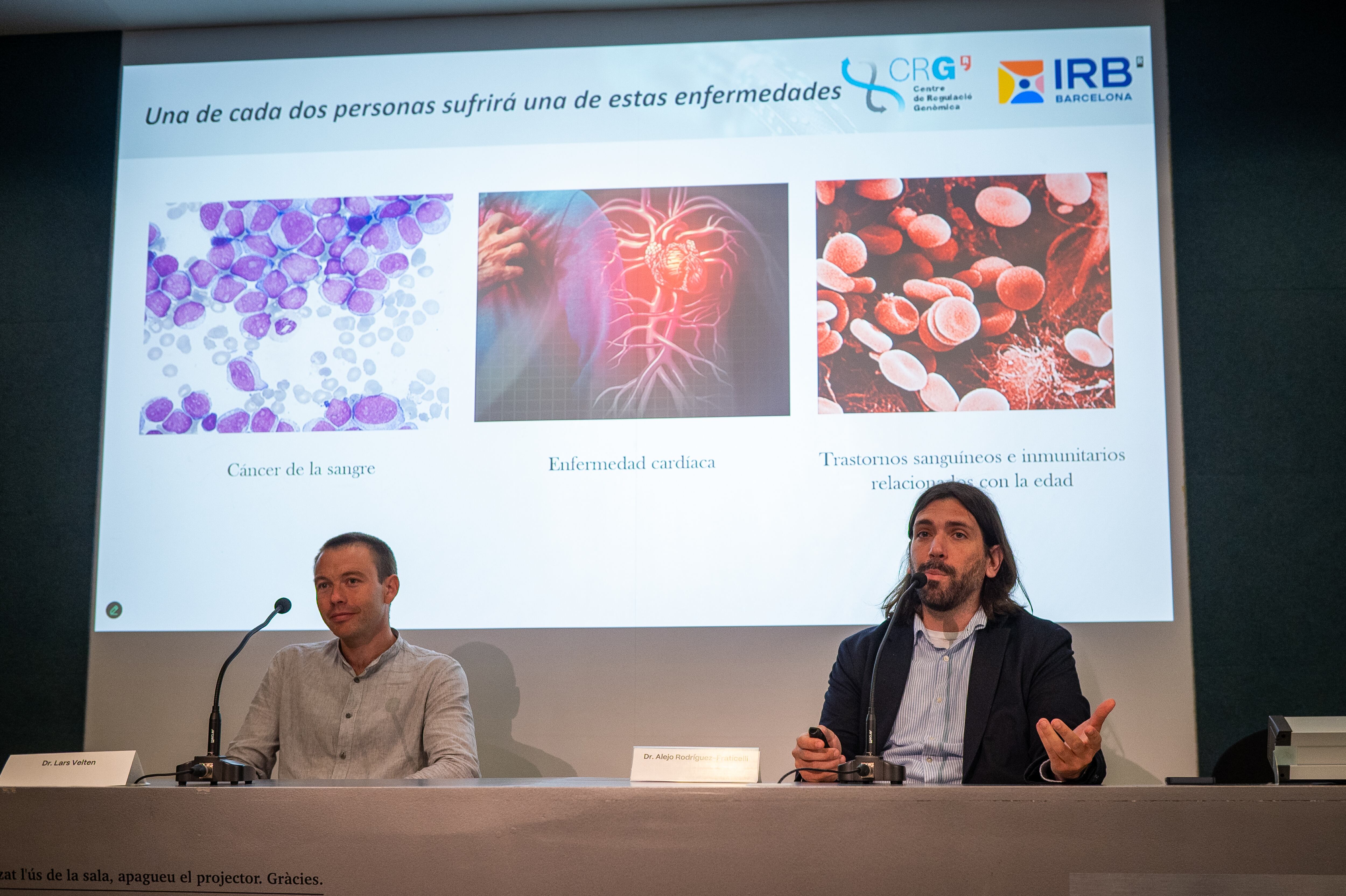 Los investigadores Alejo Rodriguez-Fraticelli y Lars Velten, autores de &quot;El rastreo clonal con epimutaciones somáticas revela la dinámica del envejecimiento sanguíneo&quot;