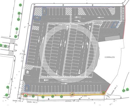 Plano del recinto donde se habilitarán los aparcamientos.