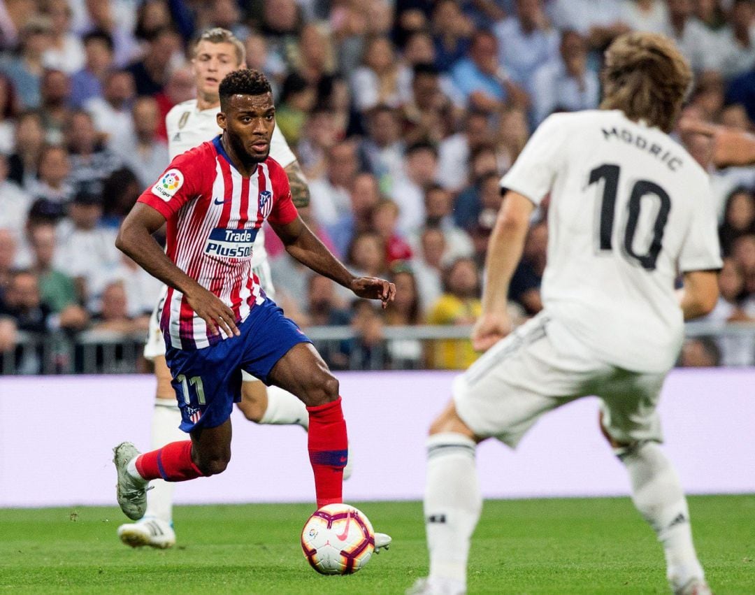 Thomas Lemar, en el derbi ante el Real Madrid.