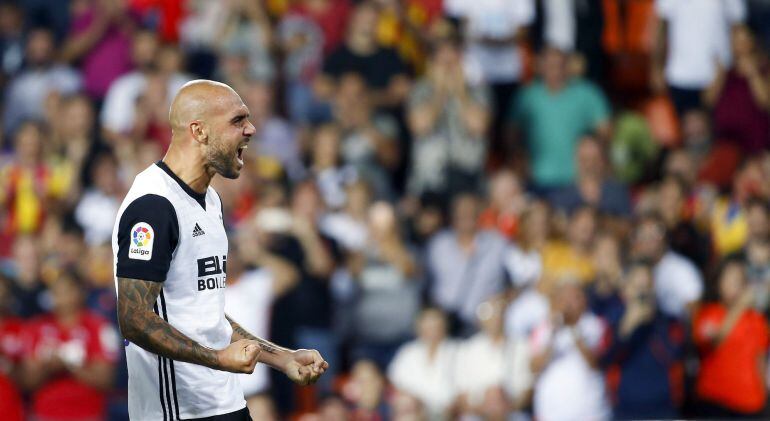 Simone Zaza celebra su gol ante el Málaga