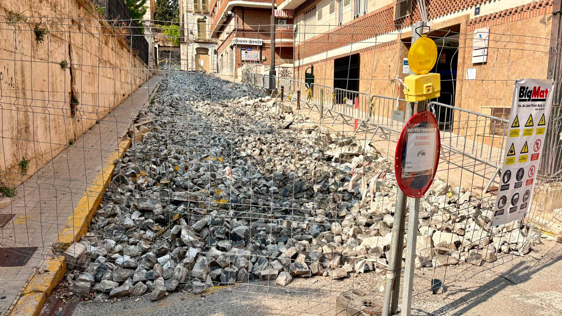 Imagen de las obras en la zona de las calles Bartolomé J. Gallardo, Joan Cantó y Diego Fernández Montañés