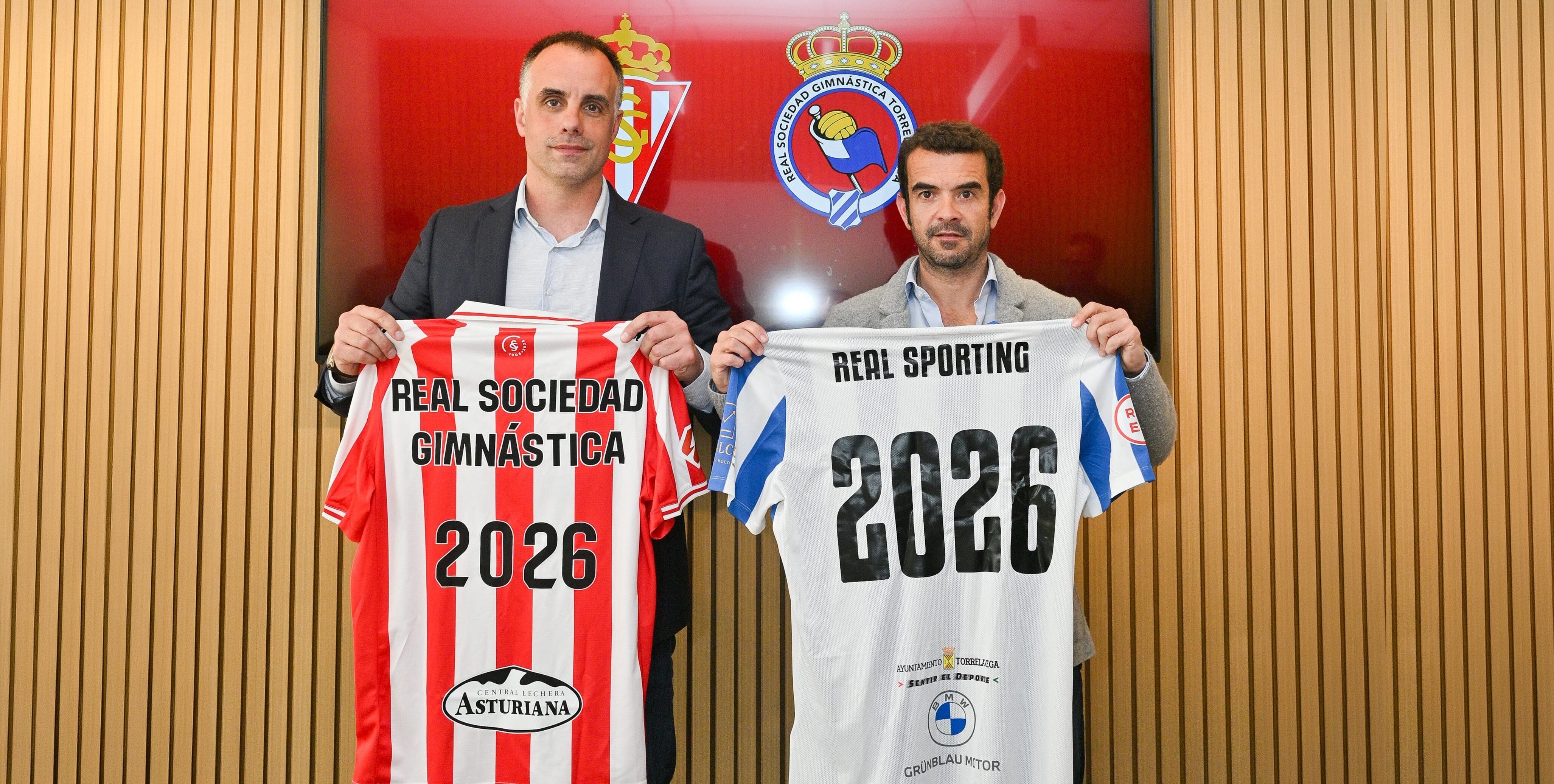 Siro del Barrio y José Riestra, presidentes de Gimnástica y Sporting.