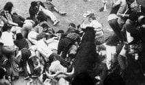 Un tapón formado en los Sanfermines de 1977 en el que murió un joven de 17 años.