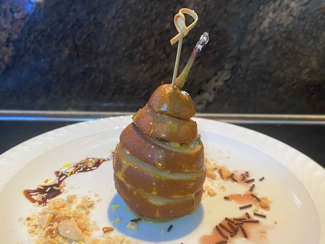 Peras al horno con roquefort.